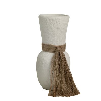 VASO IN CERAMICA LEGATA IN CORDA 15X15X30CM HM472541