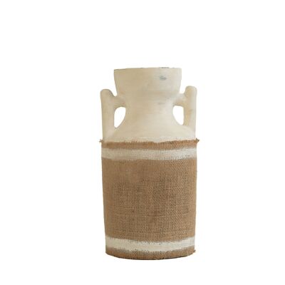 Mit Keramikvase ausgekleideter Stoffsack, 15 x 15 x 30 cm, HM472548