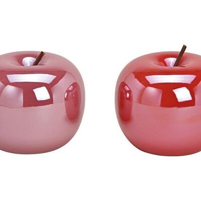 Apfel  aus Keramik Pink/Rot