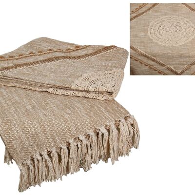 EMBROIDERED COTTON THROW WITH SHELLS HM491108