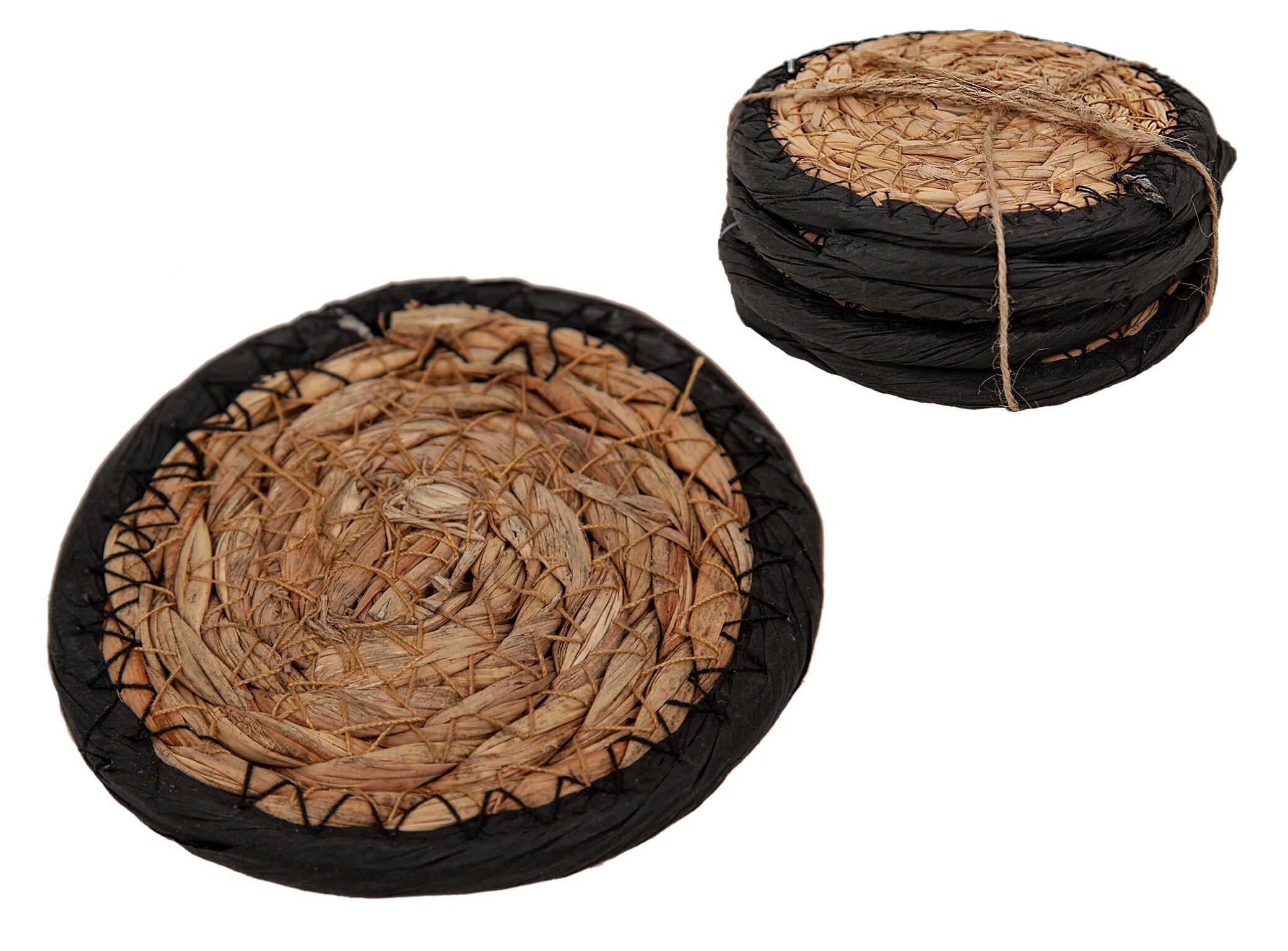 SOUS-VERRES EN OSIER À BORD NOIR HM843020