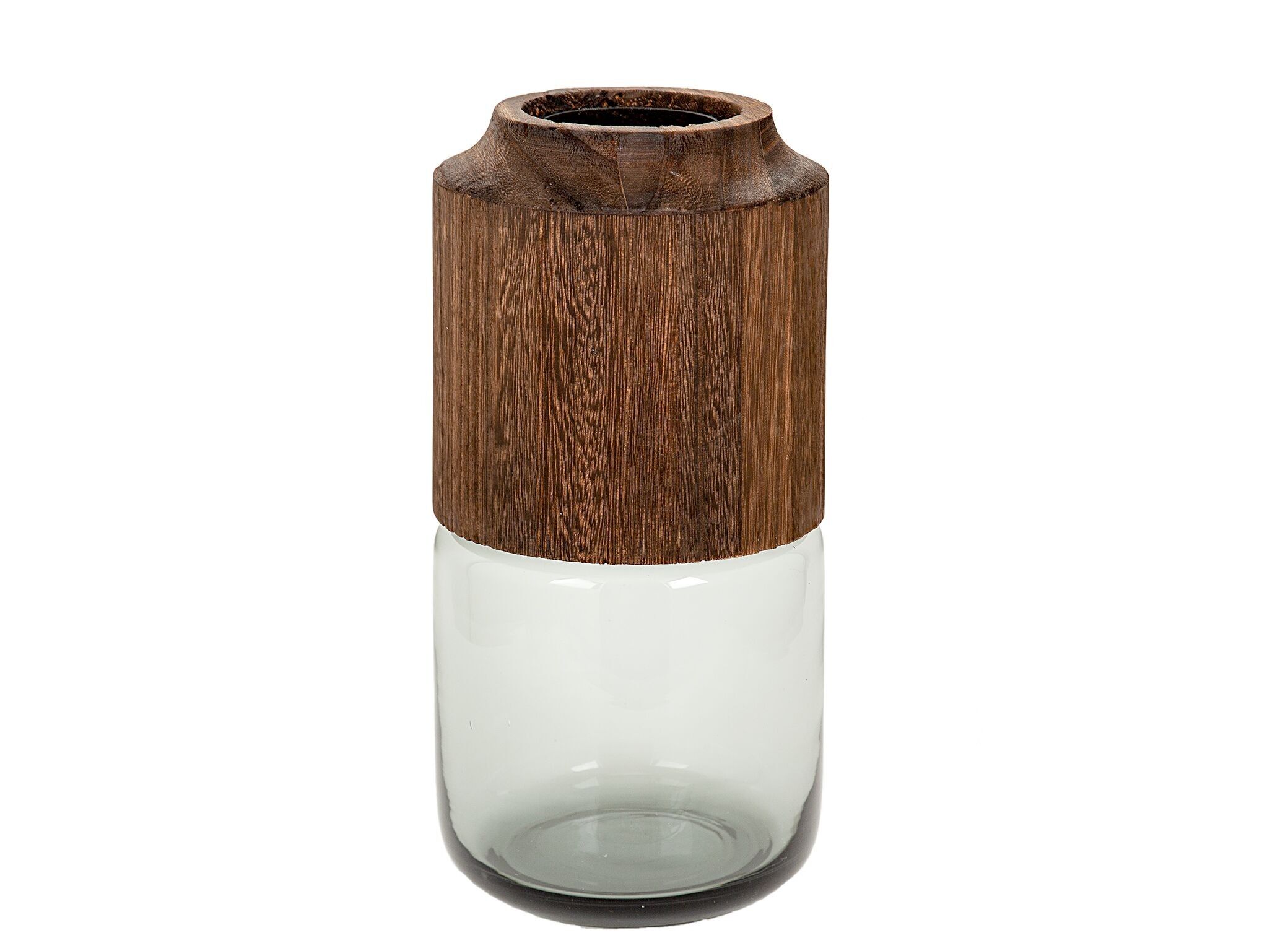 VASO IN VETRO E LEGNO HM843038