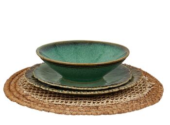 ASSIETTE CÉRAMIQUE TURQUOISE 26X26X0CM HM843063 3