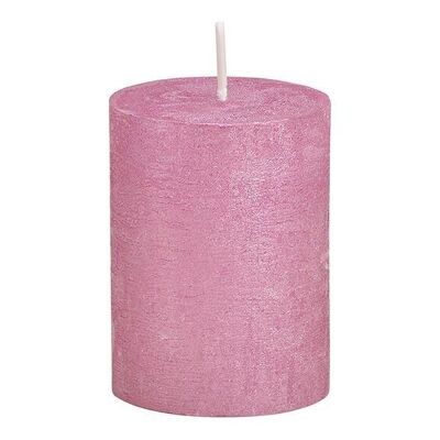 Finitura luccicante di candela in cera rosa / rosa (L / A / P) 6.8x9x6.8cm