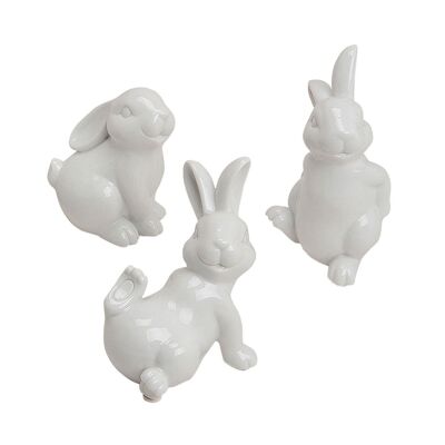 Bunny in white made of porcelain, assorted, 10-15 cm
