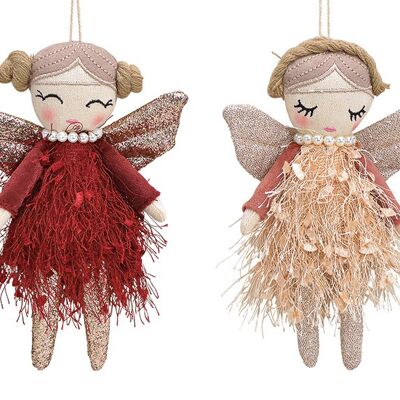 Hanger angel made of textile Bordeaux double