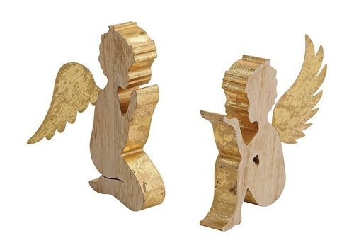 Engel in gold aus Holz/Metall, 2-fach sortiert, 19-21 cm
