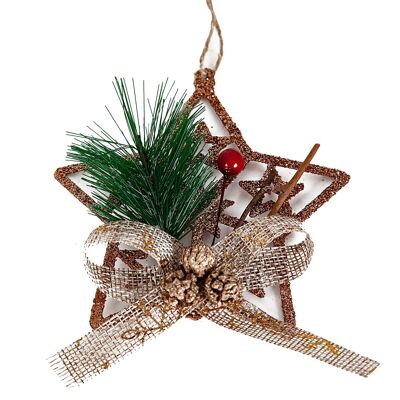 DECORACION ARBOL NAVIDAD ESTRELLA DORADA METAL 11X12X2CM HM843181