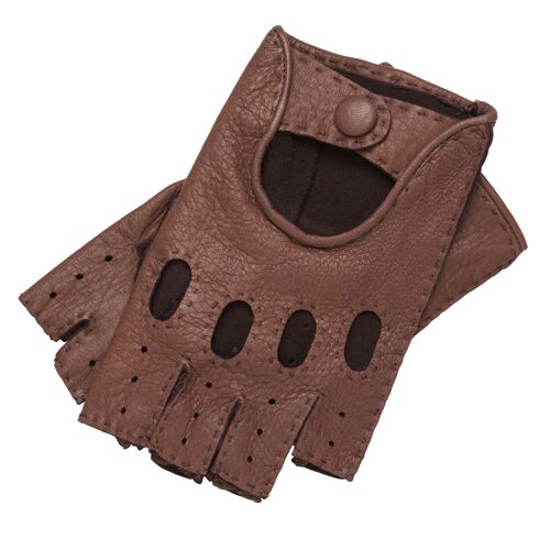 Rome Fingerless Taupe Deerskin Driving Gloves