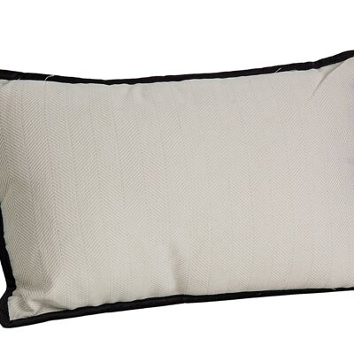 CREAM CUSHION BLACK POLYESTER EDGE 30X50X10CM HM843232