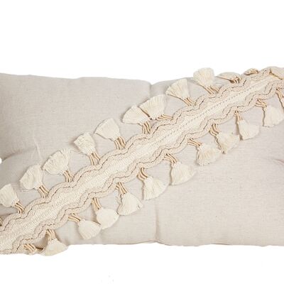 COUSSIN BLANC AVEC GLANDS POLYESTER 30X50X10CM HM843243