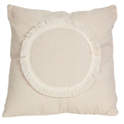 WHITE CUSHION WITH POLYESTER FRINGES 45X45X10CM HM843244