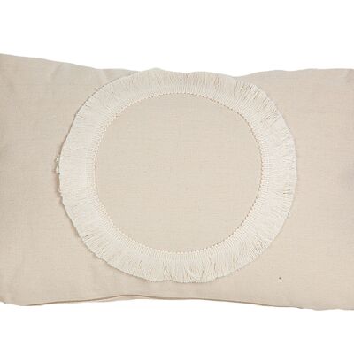 WHITE CUSHION WITH POLYESTER FRINGES HM843245
