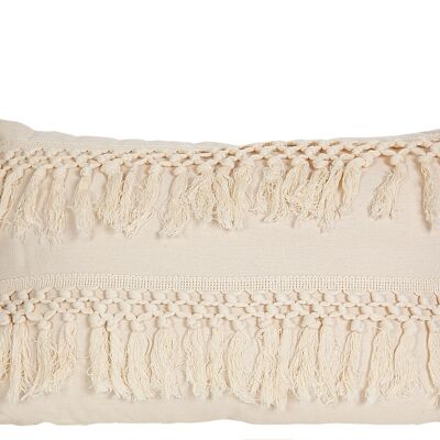 WHITE CUSHION WITH POLYESTER FRINGES 30X50X10CM HM843247