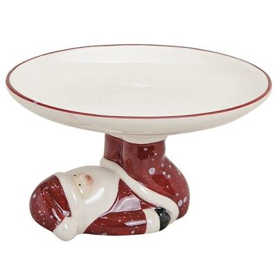Plato de cerámica Nikolaus rojo / blanco (An / Al / Pr) 13x7x13 cm