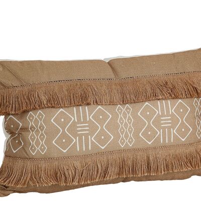 BROWN CUSHION WITH BROWN POLYESTER FRINGES HM843267