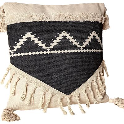 COUSSIN CRÈME/NOIR AVEC FRANGES POLYESTER HM843272