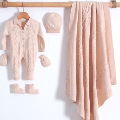 Modernes Babykleidungsset aus 100 % Baumwollstrick mit Hemdkragen