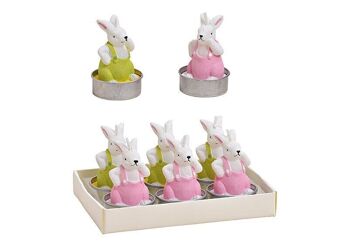 Set de bougies chauffe-plat lapin 4x6x4cm coloré set de 6