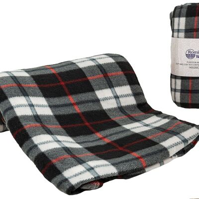 COPERTA DA VIAGGIO A QUADRI NERA 140X200X1CM HM843363