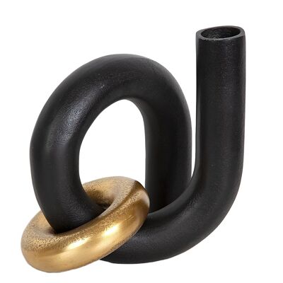 VASE ALUMINIUM NOIR BAGUE DORE HM33728