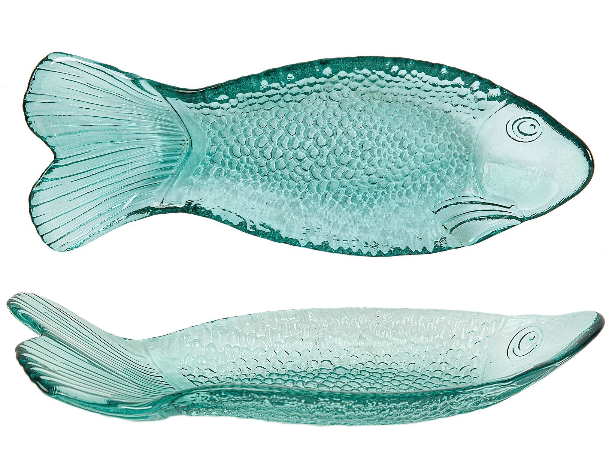 ASSIETTE À POISSON EN VERRE TURQUOISE HM45402