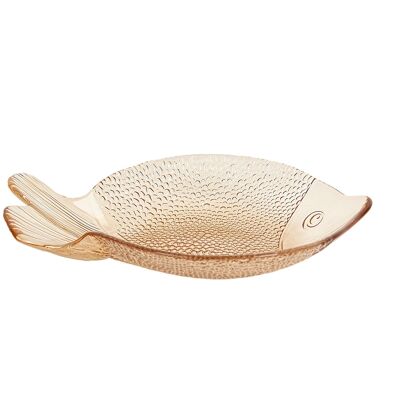 PIATTO PESCE IN VETRO SABBIA 29X21X5CM HM45407