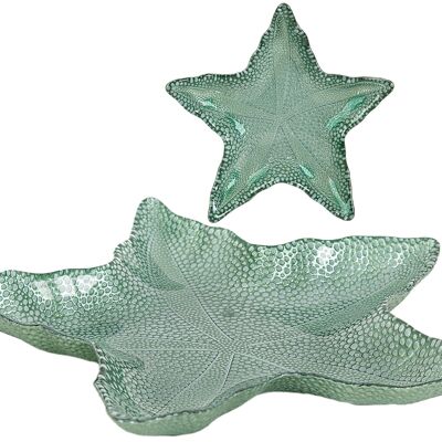 GREEN GLASS STAR PLATE 35X35X5CM HM45412