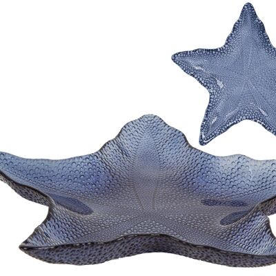 PLATO ESTRELLA VIDRIO AZUL 35X35X5CM HM45415