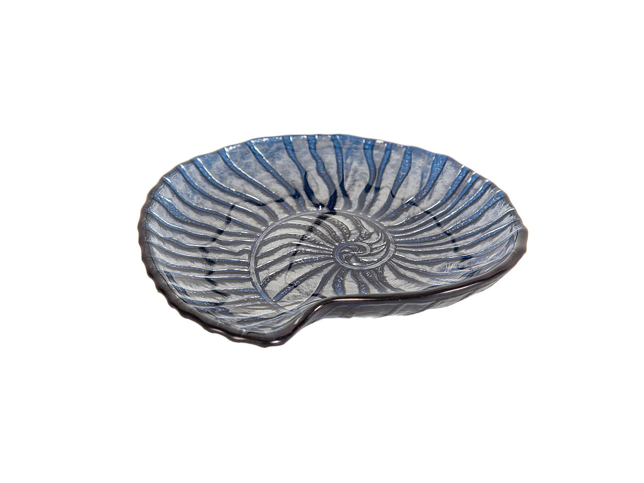 ASSIETTE CONQUE EN VERRE BLEU HM45420