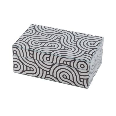 CAJA VIDRIO BLANCO/NEGRO 21X13X9CM HM51101