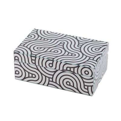 CAJA VIDRIO BLANCO/NEGRO 25X18X11CM HM51102