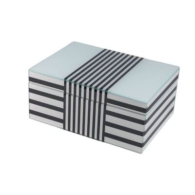 SCATOLA VETRO BIANCO/NERO 21X13X9CM HM51104