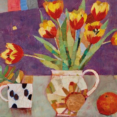Tulips, Orange and Stoneware Jug