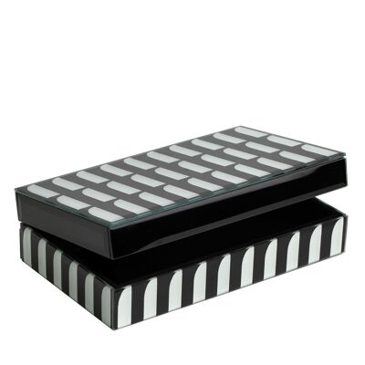 WHITE/BLACK GLASS BOX 23X14X7CM HM51110