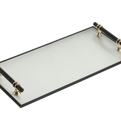 GLASS TRAY WITH METAL HANDLES HM51114