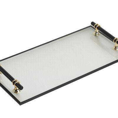 BANDEJA VIDRIO ASAS METAL 40X20X4CM HM51114