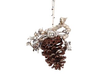 PENDENTIF ANANAS AVEC BOULES BEIGE HM91019