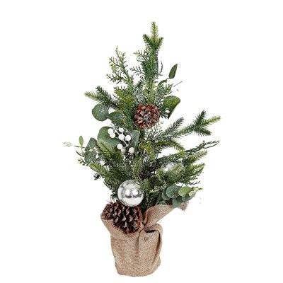 POT EN SAPIN AVEC POMMES DE PIN ET BOULES 35X35X60CM HM91036