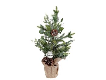 POT EN SAPIN AVEC POMMES DE PIN ET BOULES 35X35X60CM HM91036