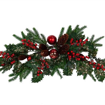 FIR CENTER WITH PINE CONES AND RED BALLS 30X30X75CM HM91040