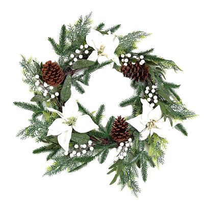 WREATH WITH WHITE EASTER FLOWER 60X60X60CM HM91047
