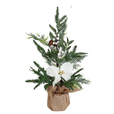 FIR POT WITH WHITE EASTER FLOWERS 35X35X60CM HM91052