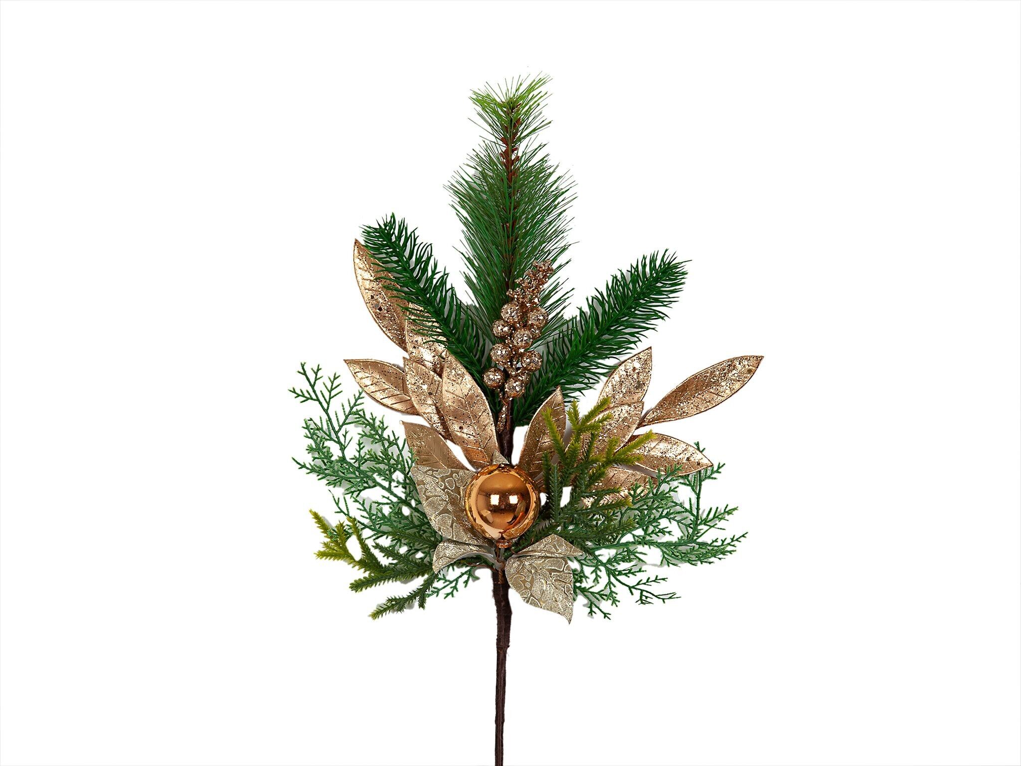 TANNENSTABKUGEL UND BLÄTTER BRONZE HM91064