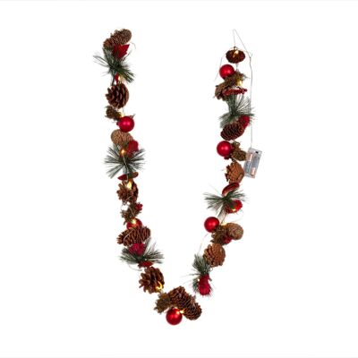 PINE CONES AND RED BALLS GARLAND 5X5X120CM HM91078