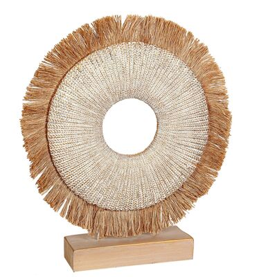 RESIN DISC WITH FRINGES ON WOODEN SUPPORT HM102201
