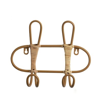 2P WALL HANGER. METAL/NATURAL RATTAN 27X8X21CM HM302000