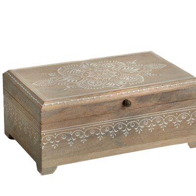 RECTANG WOODEN BOX. PAINTED 28X18X12CM HM311001