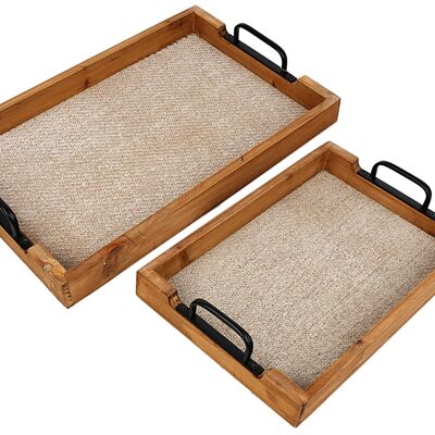 SET 2 WOODEN TRAYS WITH HANDLES HM311100