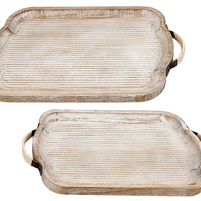 SET 2 RECT TRAYS. WOOD 40X24X2CM HM311105